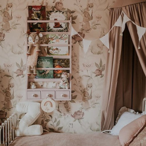 Tapeta Malumi WOODLAND GIRLS do pokoju dziecka - beige