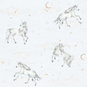 Tapeta do pokoju dziecięcego Unicorns in the sky