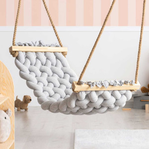 Hamaczek huśtawka do pokoju dziecka Jasny szary