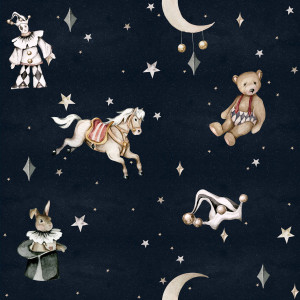 Tapeta do pokoju dziecka French characters in the night sky