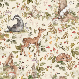 Tapeta do pokoju dziecka Cute forrest animals Light