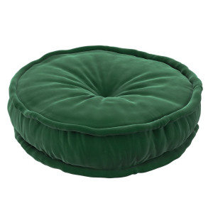 Okrągły puf velvet do pokoju dziecka butelkowa zieleń