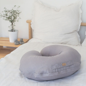 Poduszka rogal do karmienia Len Szara