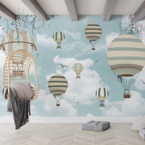 Tapeta do pokoju dziecka Retro Balony Wiosna