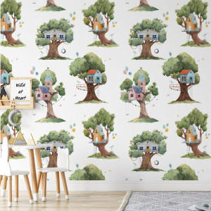 Tapeta do pokoju dziecka Domki na drzewach 2