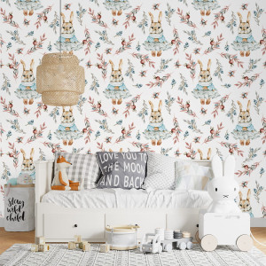 Tapeta do pokoju dziecka Jagodowy Króliczek