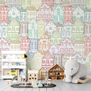 Tapeta do pokoju dziecka Kolorowe Kamienice