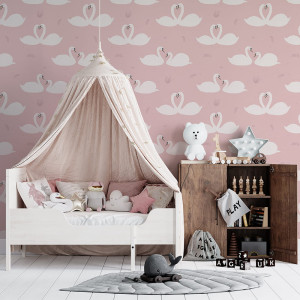 Tapeta do pokoju dziecka Łabędzie