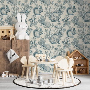 Tapeta do pokoju dziecka Niebieskie Króliki