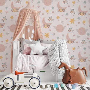Tapeta do pokoju dziecka Pastelowe Księżyce