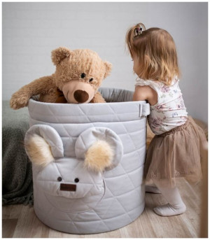 Kosz na zabawki Teddy Triangles light grey