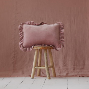 Poduszka welwetowa z falbanką "light pink"