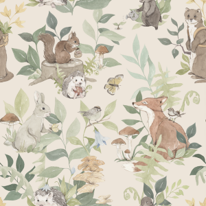 Tapeta Malumi WOODLAND SMALL do pokoju dziecka - kolor beige