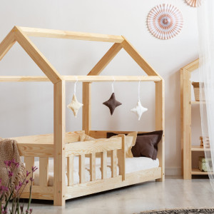 Łóżko Domek Bed House Naturalne Ze Stelażem + szuflada