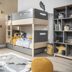 Drewniane łóżko piętrowe dla dzieci 90 cm Minimondo