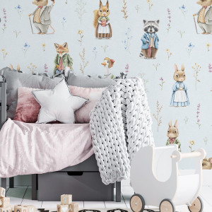 Tapeta do pokoju dziecka Retro-zwierzęta