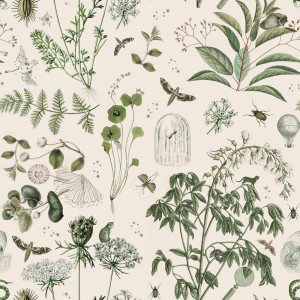 Tapeta do pokoju dziecka Green Botanical Stories