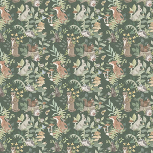 Tapeta Malumi WOODLAND DARK GREEN do pokoju dziecka