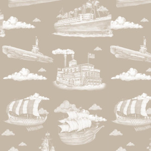 Tapeta do pokoju dziecka Ships Sepia Screen / Industrial Evolution