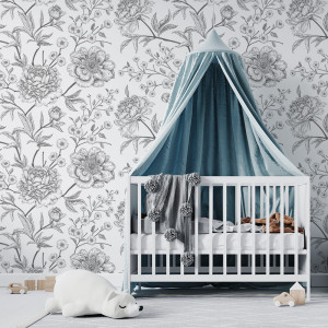 Tapeta do pokoju dziecka Retro-peonie