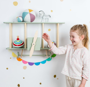 Drewniana półka do pokoju dziecięcego Samolot Szałwia