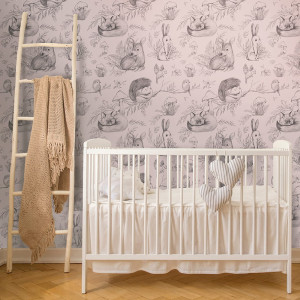 Tapeta Malumi Deer & Friends Rose do pokoju dziecka