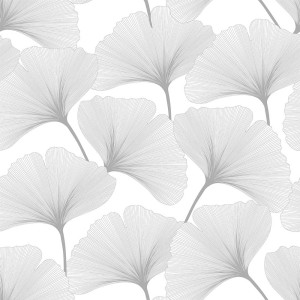 Tapeta do pokoju dziecka CLASSIC big gingko pattern black&white