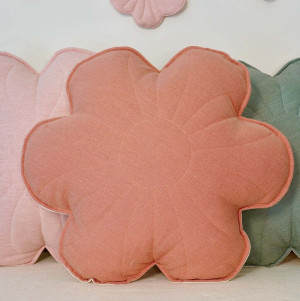 Poduszka lniana kwiat "Dalia koralowy róż"