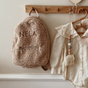 Plecak dziecięcy Teddy z haftowanym imieniem – beżowy