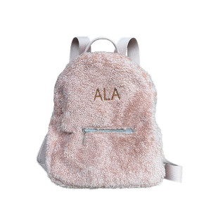 Plecak dziecięcy Teddy z haftowanym imieniem – pudrowy róż