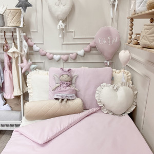 Pościel dla dzieci z wypustką Pudrowy Róż