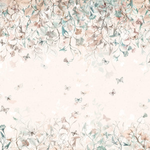 Tapeta Malumi BUTTERFLIES Mint W Motyle I Kwiaty do pokoju dziecka