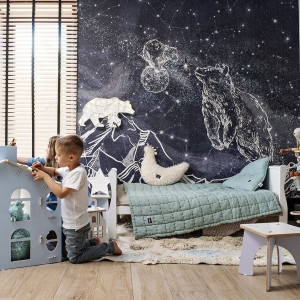Tapeta Malumi NOCNE NIEBO - Niedźwiadki do pokoju dziecka