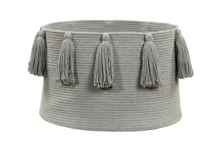 Pojemnik na zabawki Basket Tassels Grey