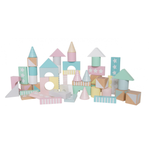 Klocki drewniane pastelowe w wiaderku 50 szt Jabadabado