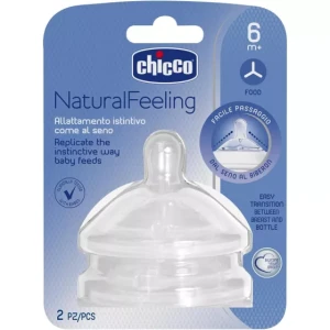 Chicco NaturalFeeling Papa Silicone Teat 6M+ x2