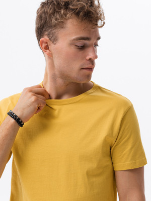 T-shirt męski bawełniany BASIC - musztardowy V8 S1370