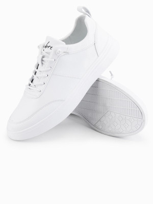 Monochromatyczne męskie buty w stylu sportowym z przeszyciami – białe V1 OM-FOCS-0159