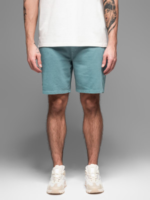 Męskie krótkie spodenki dresowe RELAXED FIT w stylu athleisure – turkusowe V1 OM-SRWS-0122