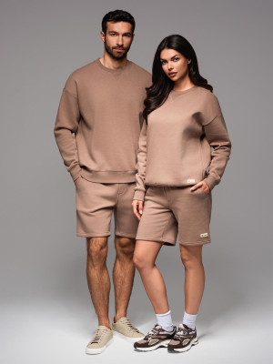 Dresowy komplet UNISEX bluza + szorty - brązowy V16 Z108