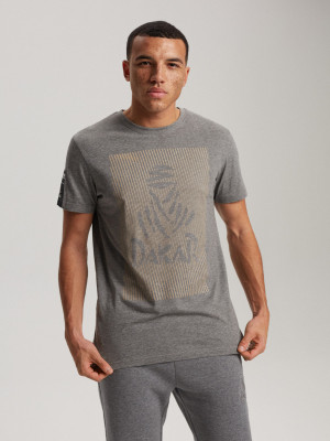 T-shirt męski z nadrukiem DKR D 0823 S1824 - szary melanż