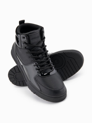 Wysokie buty męskie sneakersy z połyskującymi elementami – czarne V1 OM-FOSH-0178
