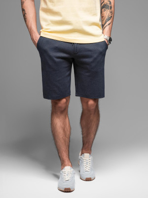 Casualowe męskie szorty SLIM FIT z dzianiny żakardowej – granatowe V1 OM-SRCS-0168