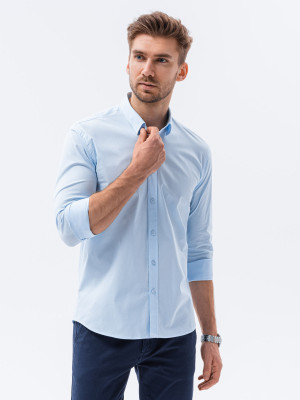 Koszula męska z długim rękawem SLIM FIT - błękitna K504