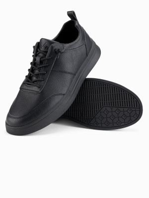 Męskie monochromatyczne buty w stylu sportowym z przeszyciami – czarne V4 OM-FOCS-0159