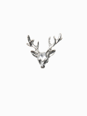 Metalowy ozdobny pin do ubrań jeleń – srebrny V1 OU-ACPN-0116