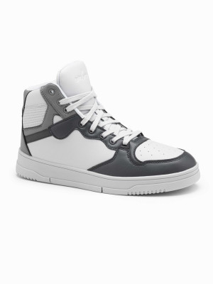 Buty męskie sneakersy z wysoką cholewką – szare V2 OM-FOSH-0139