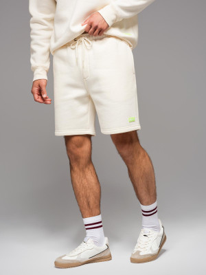Szorty dresowe unisex ze ściągaczem w pasie – kremowe V2 OU-SRBC-0101