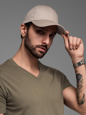 Męska czapka z daszkiem bejsbolówka z ozdobnym haftem – popielata V3 OM-ACCS-0102