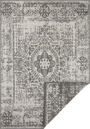 Dywan dwustronny, płasko tkany, sznurkowy, zewnętrzno-wewnętrzny Bougari Daisy ,szary 120x170